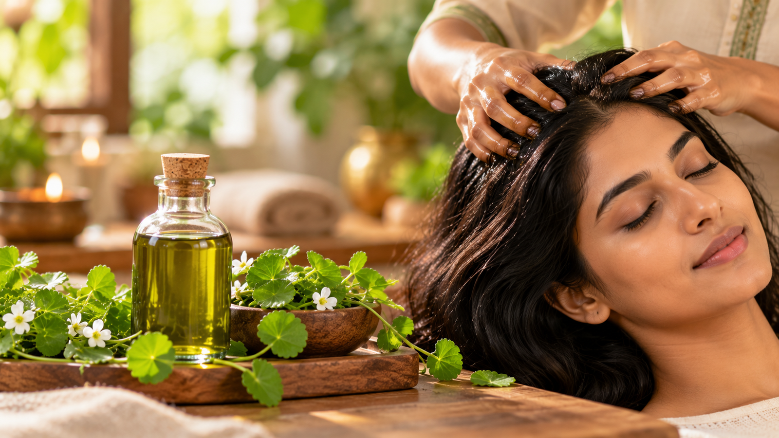 Ayurvedic Scalp Massage and Herbal Oil